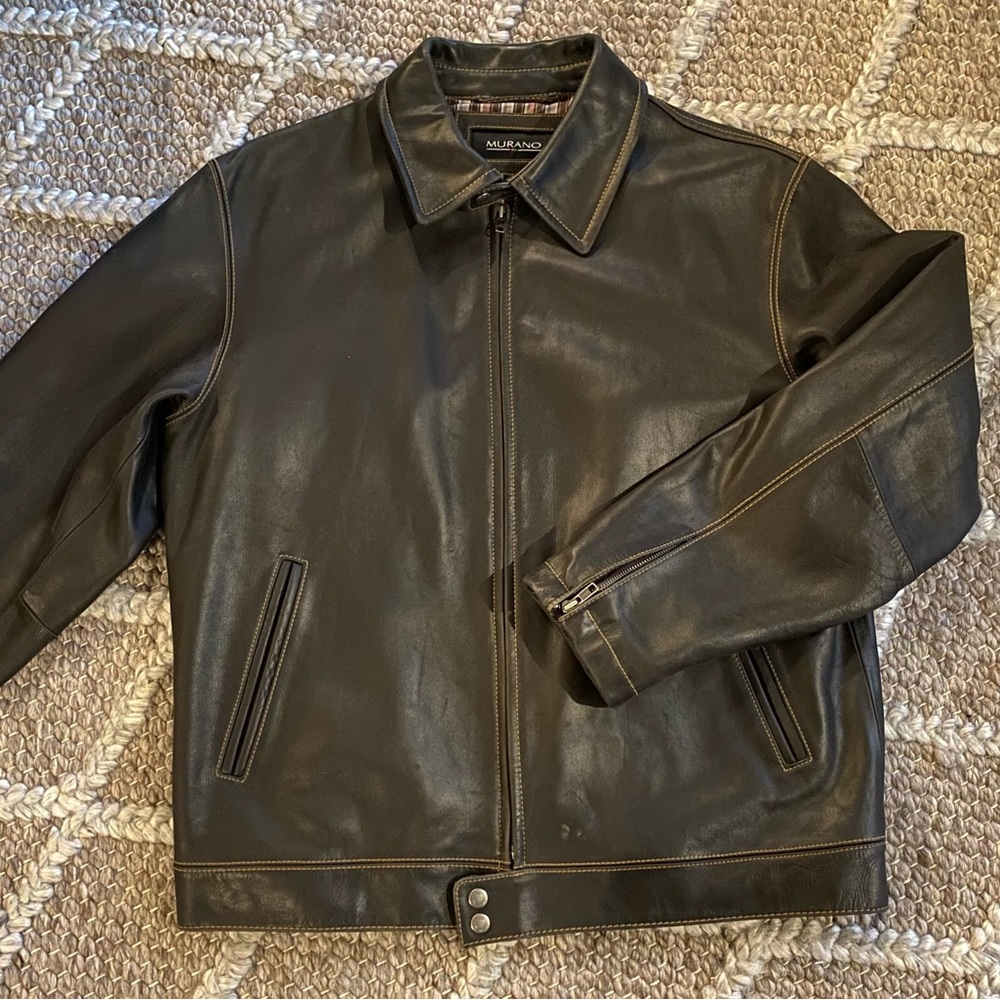Dark Brown Aviator Style Leather Jacket